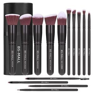 Bs-Mall 14 Pieces Black Premium Synthetic Makeup Brushes Set With Case